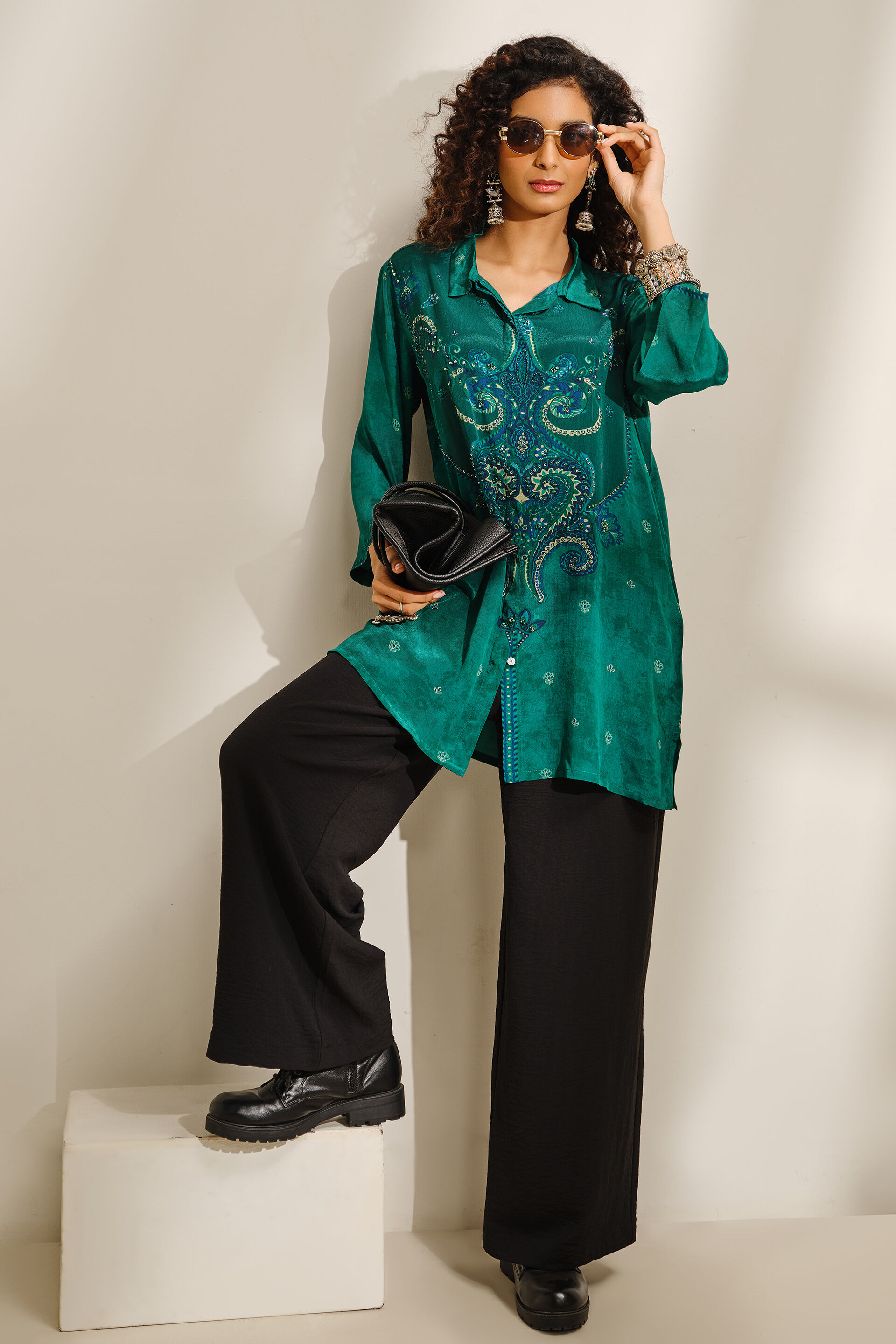 Vani Emerald Green Tunic, Green, image 5
